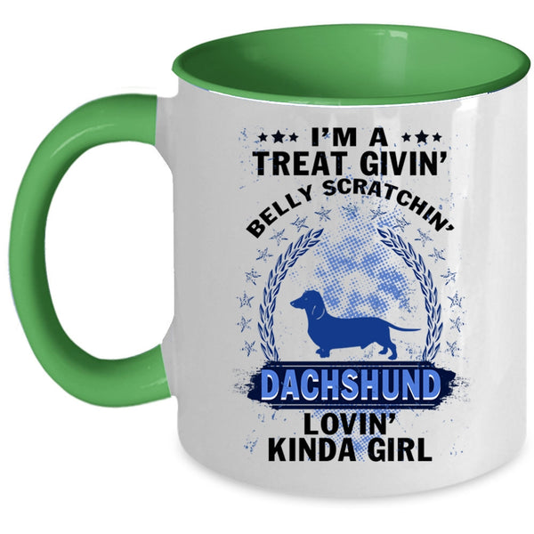 Dog Lovers Coffee Mug, Dachshund Loving Kinda Girl Accent Mug