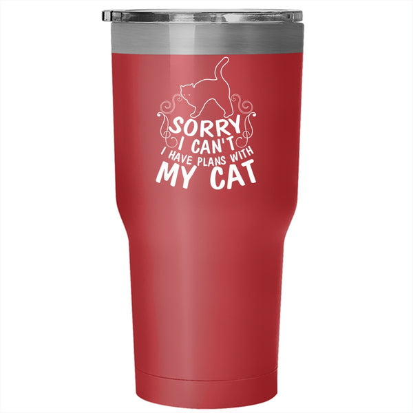 I Have Plans With My Cat Tumbler 30 oz Stainless Steel, Cute Gift For Cat Lovers Travel Mug