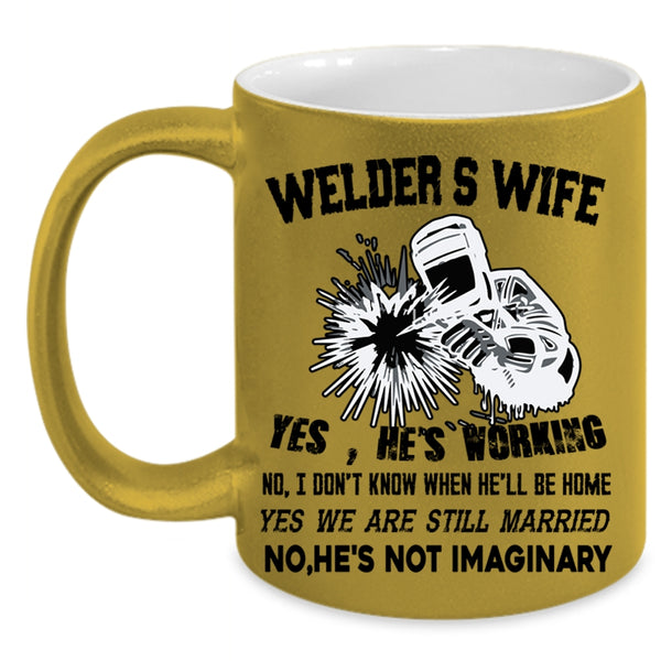 I Love My Welder Coffee Mug, Welder's Wife Accent Mug