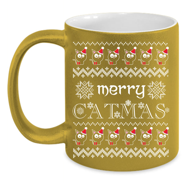 Merry Catmas Coffee Mug, Christmas Gift For Cat Lover Coffee Cup