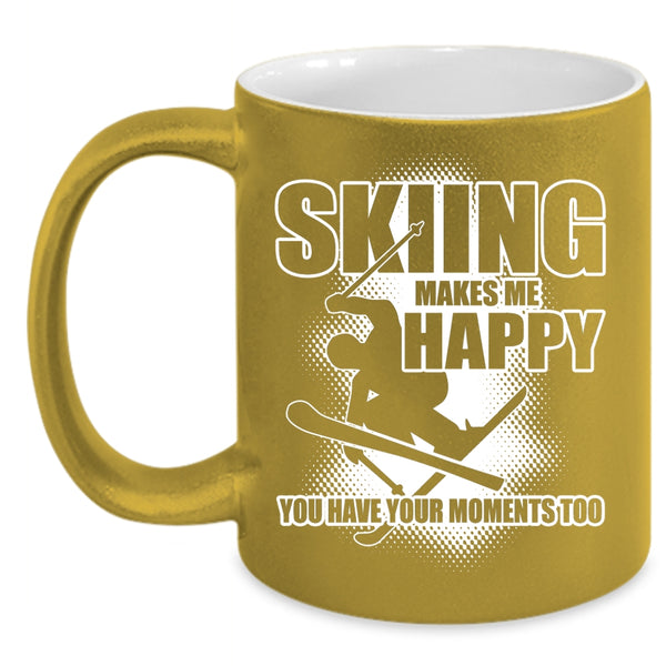 Skiing Makes Me Happy Coffee Mug, I Love Skiing Coffee Cup