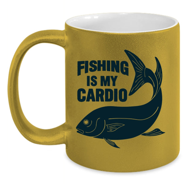 Funny Gift For Fisher Coffee Mug, Fishing Is My Cardio Accent Mug