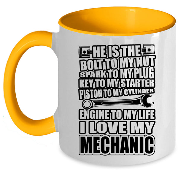 Cute Gift For Girlfriend Coffee Mug, I Love My Mechanic Accent Mug