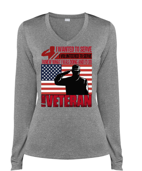 It Again Veteran T Shirt, I Wanted To Serve T Shirt, Cool Shirt (Ladies LS Heather V-Neck)