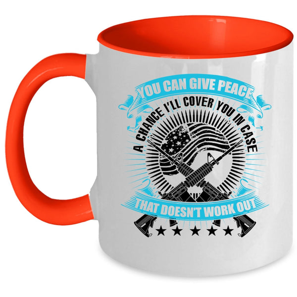 Cool Veterans Coffee Mug, You Can Give Peace A Chance Accent Mug