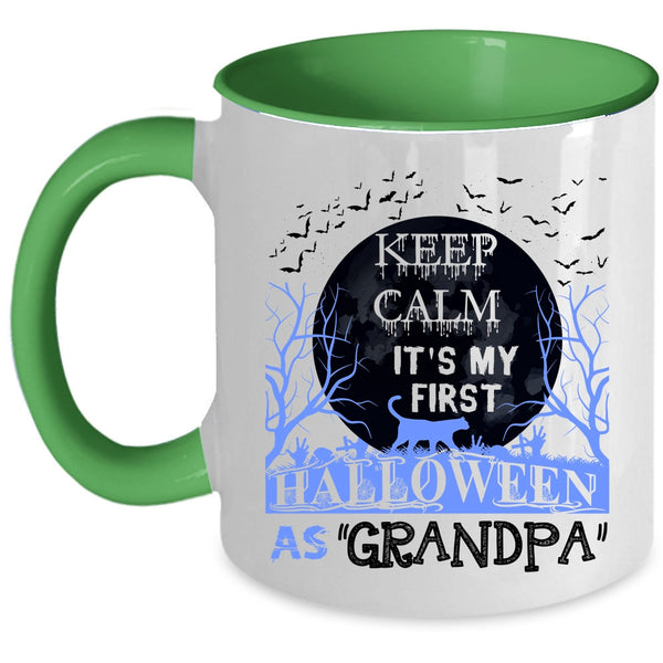It's My First Halloween As Grandpa Coffee Mug, Keep Calm Accent Mug