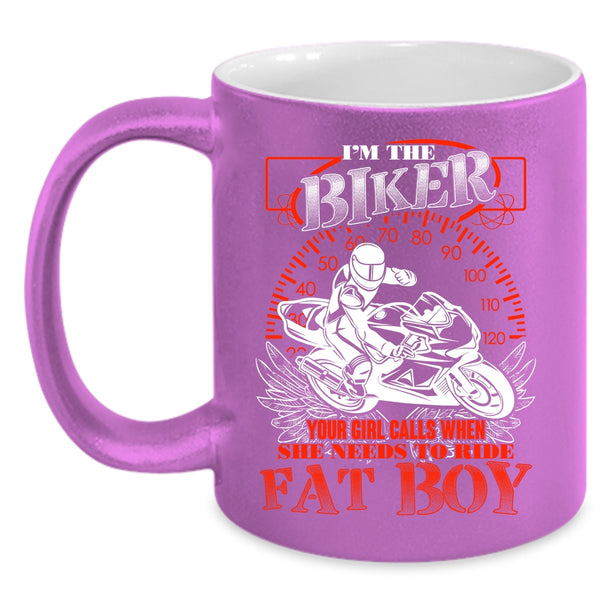 I'm The Biker Coffee Mug, She Needs To Ride Fat Bot Coffee Cup