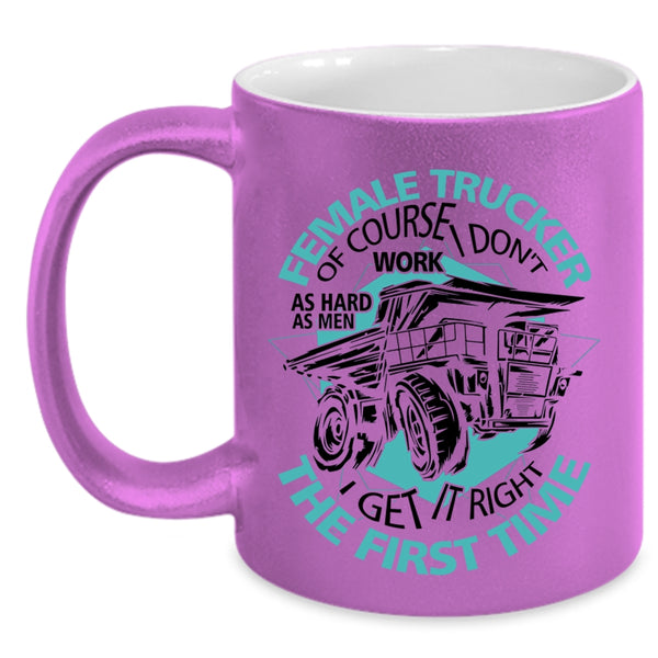 Cool Gift For Mom Coffee Mug, Female Trucker Accent Mug