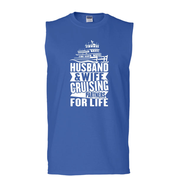Husband & Wife T Shirt, Cruising Partners For Life T Shirt, Cool T Shirt (Men's Cotton Sleeveless)