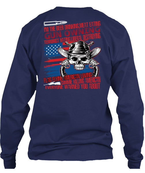 Meat Eating Gun Owning T Shirt, Flag Flying T Shirt
