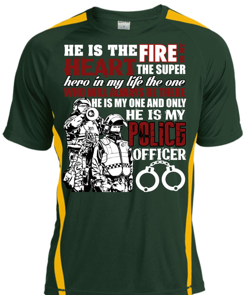 He Is My Police Officer T Shirt, The Fire In My Heart T Shirt, Cool Shirt