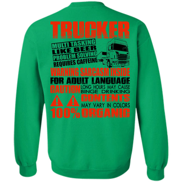 Adult Language T Shirt, Trucker Multitasking Like Beer Sweatshirt