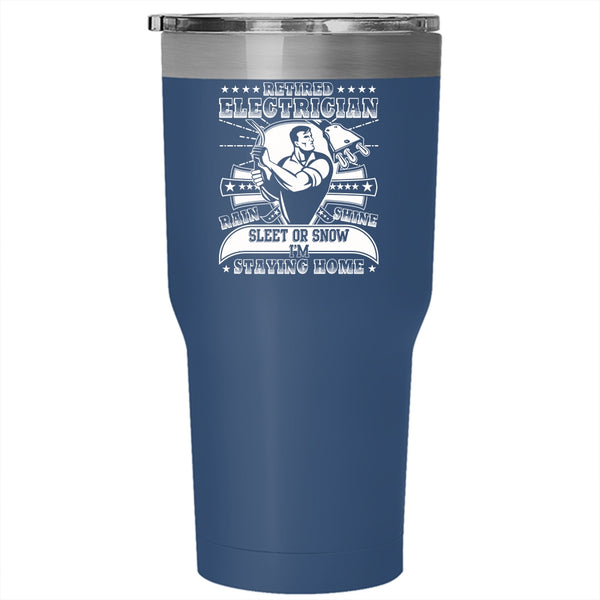 Retired Electrician Tumbler 30 oz Stainless Steel, Awesome Retirement Travel Mug
