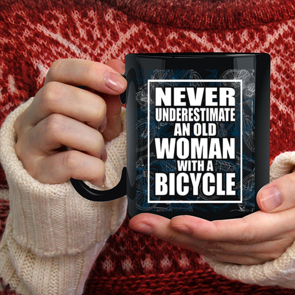 An Old Woman With A Bicycle Coffee Mug, Funny Grandmas Coffee Cup