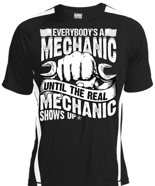 A black t-shirt with the shopify logo