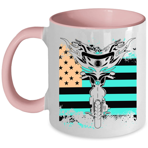 American Flag Coffee Mug, Cool Motorcycles Accent Mug