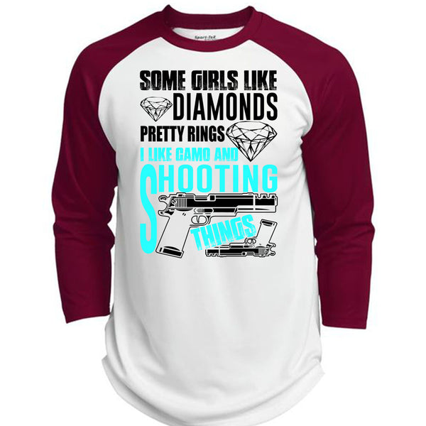 I Like Camo And Shooting Things T Shirt, I Love Gun T Shirt, Awesome T-Shirts  (Polyester Game Baseball Jersey)