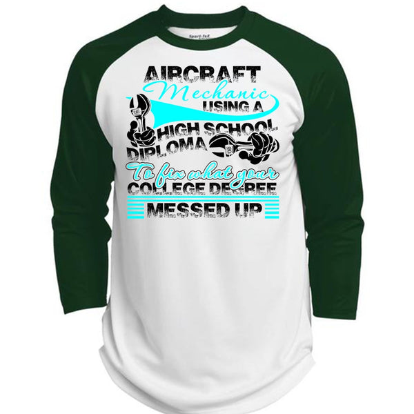 Aircraft Mechanic Using A High School T Shirt, I Love Mechanic T Shirt, Awesome T-Shirts  (Polyester Game Baseball Jersey)