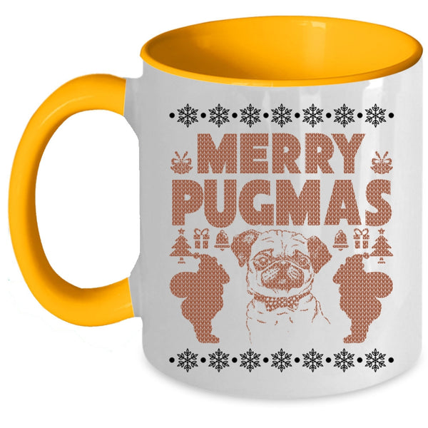 Christmas Gift For Pug Lover Coffee Mug, Merry Pugmas Accent Mug