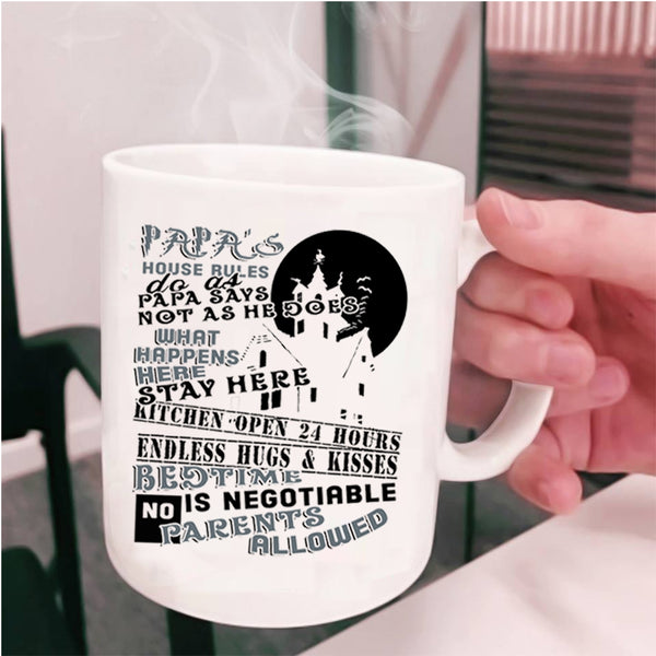Gift For Father's Day Coffee Mug, Papa's House Rules Cup