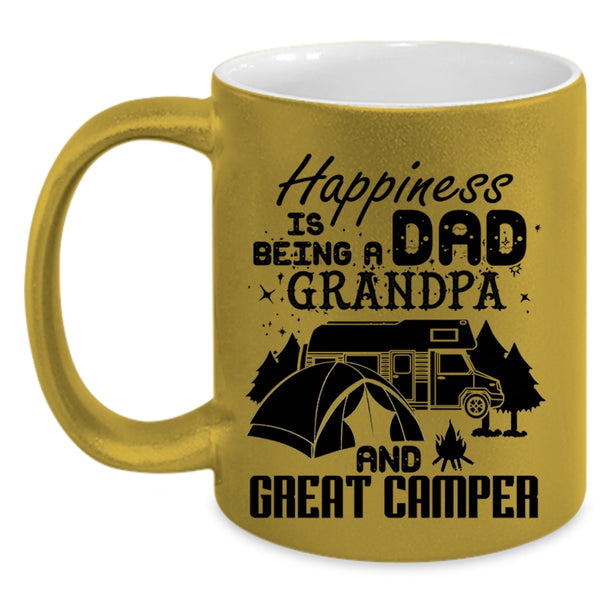 Grandpa And Great Camper Coffee Mug, Happiness Is Being A Dad Accent Mug