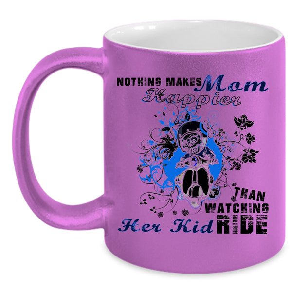 Watching Her Kid Ride Coffee Mug, Nothing Makes Mom Happier Accent Mug