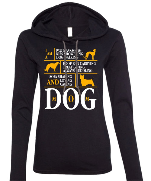 Loving Caring Dog Mom T Shirt, Kiss Showering Dog Walking T Shirt (Anvil Ladies Ringspun Hooded)