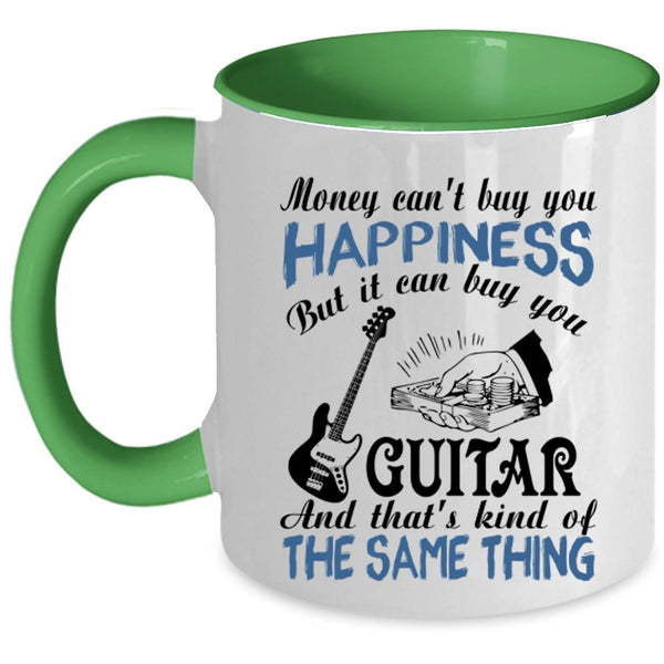 It Can Buy You Guitar Coffee Mug, Money Can't Buy You Happiness Accent Mug