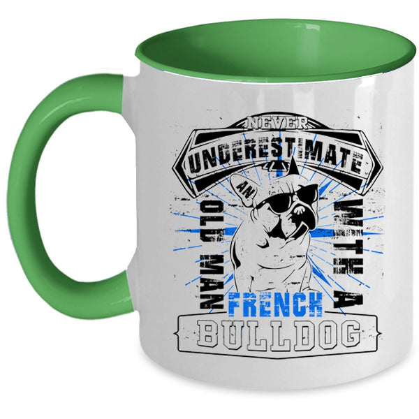 Cute Dogs Coffee Mug, Old Man With A French Bull Dog Accent Mug