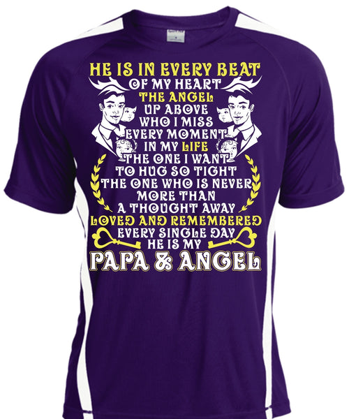 He Is In Every Beat Of My Heart T Shirt, Papa And Angel T Shirt, Cool Shirt