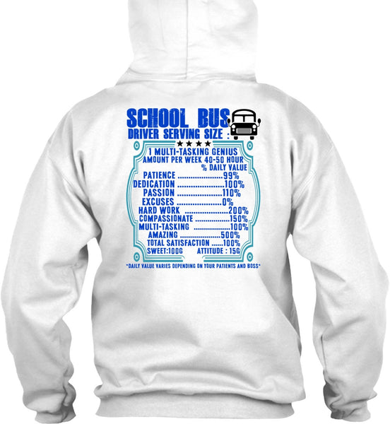 School Bus Driver Serving Size T Shirt, I Love Bus T Shirt