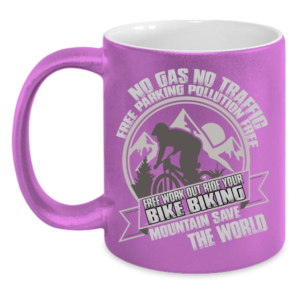 Ride Your Bike Coffee Mug, Biking Mountain Save The World Coffee Cup