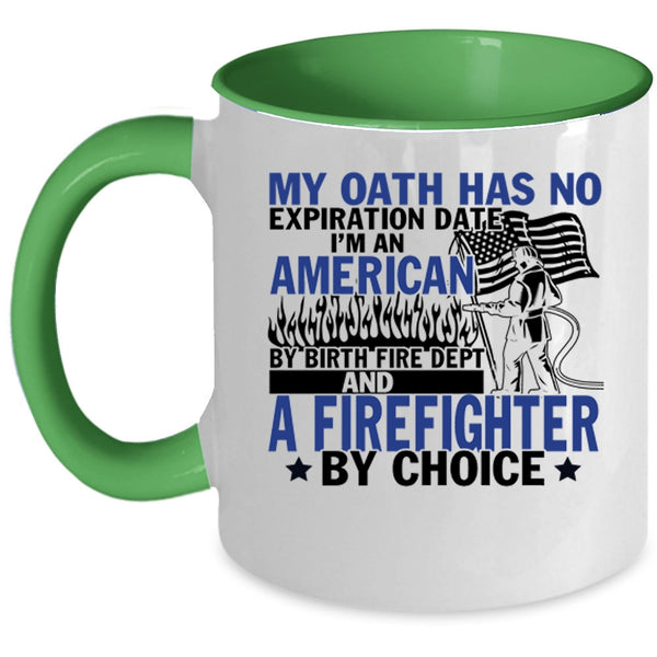 American Flag Coffee Mug, I'm An American And A Firefighter Accent Mug