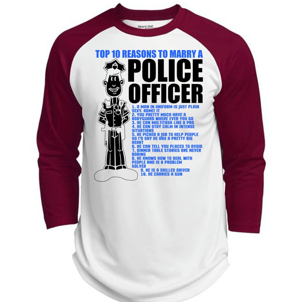 Top 10 Reasons To Marry A Police Officer T Shirt, I Love Police T Shirt, Awesome T-Shirts  (Polyester Game Baseball Jersey)