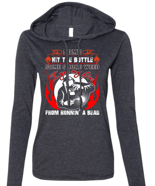 I Get My Fix T Shirt, Being A Welder T Shirt (Anvil Ladies Ringspun Hooded)