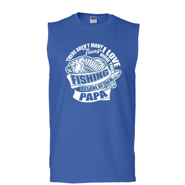 I Love More Than Fishing T Shirt, Being Papa Tank Top (Men's Cotton Sleeveless)