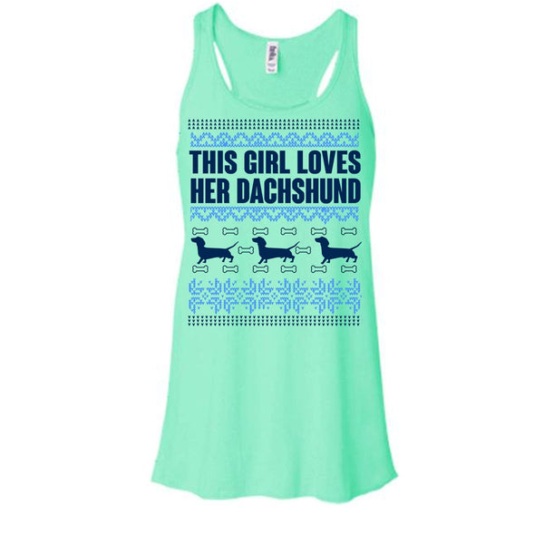 This Girl Loves Her Dachshund T Shirt, Coolest Merry Christmas Tank Top