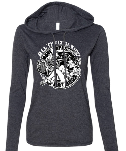 All The Cool Kids Have Papas T Shirt, Being A Papa T Shirt (Anvil Ladies Ringspun Hooded)