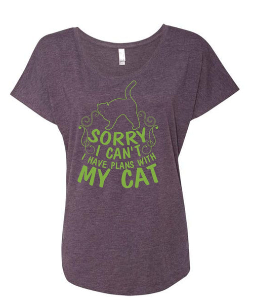 I Have Plans With My Cat T Shirt, I Love Cat T Shirt, Cool Shirt (Ladies' Triblend Dolman Sleeve)