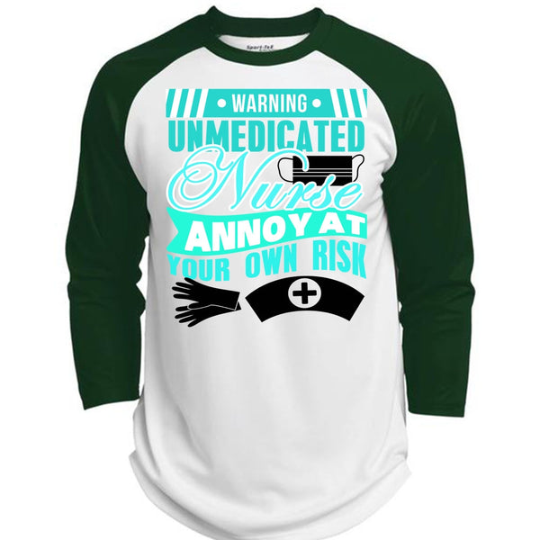 Warning Unmedicated Nurse T Shirt, I Love Nursing T Shirt, Awesome T-Shirts  (Polyester Game Baseball Jersey)