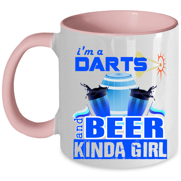 Awesome Girls Coffee Mug, I'm A Darts And Beer Kinda Girl Accent Mug