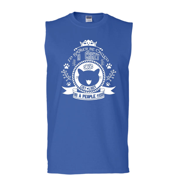 I'd Rather Be Called A Crazy Cat Lady Than A People Person Shirt (Men's Cotton Sleeveless)