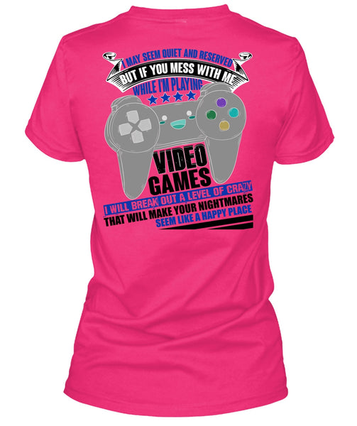 I'm Playing Video Games T Shirt, Like A Happy Place T Shirt, Cool Shirt (Ladies LS Heather V-Neck)