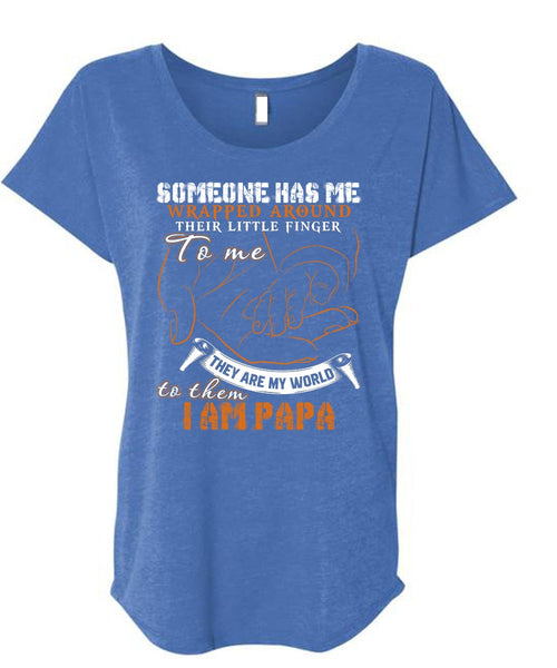 I Am Papa T Shirt, They Are My World T Shirt, Cool Shirt (Ladies' Triblend Dolman Sleeve)