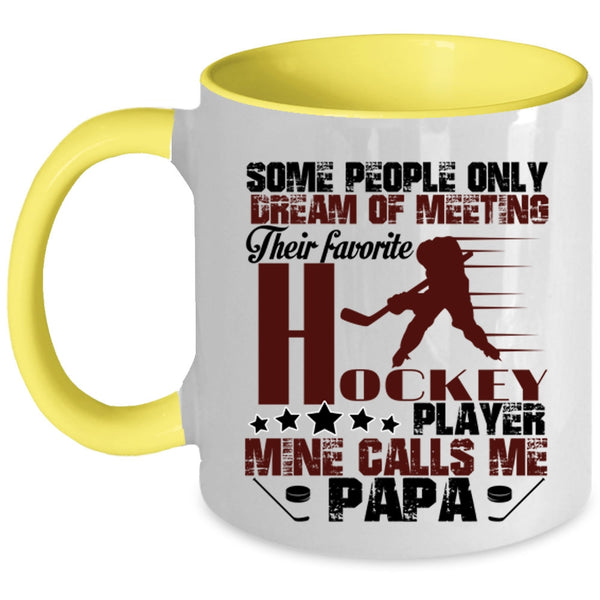 Cool Papa Coffee Mug, My Favorite Hockey Player Calls Me Papa Accent Mug