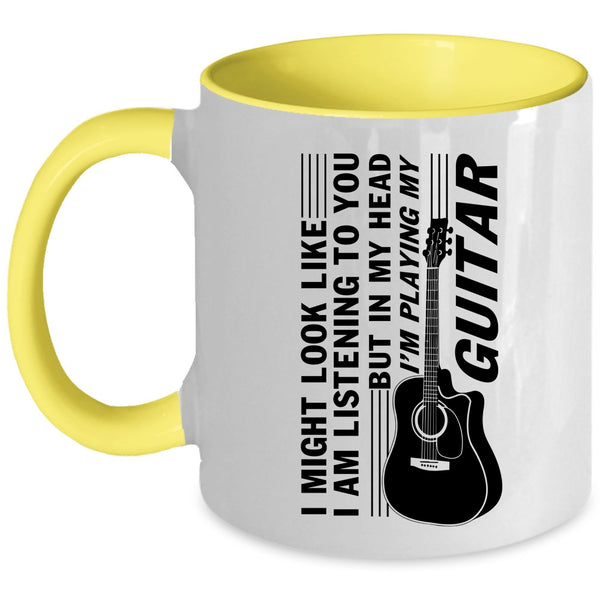 Cool Guitarist Coffee Mug, In My Head I'm Playing My Guitar Accent Mug