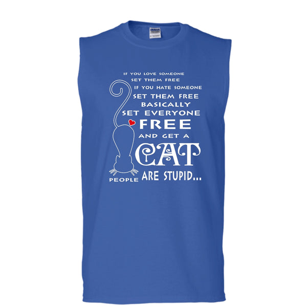 Set Them Free Basically Set Everyone Free Shirt, And Get A Cat Shirt (Men's Cotton Sleeveless)