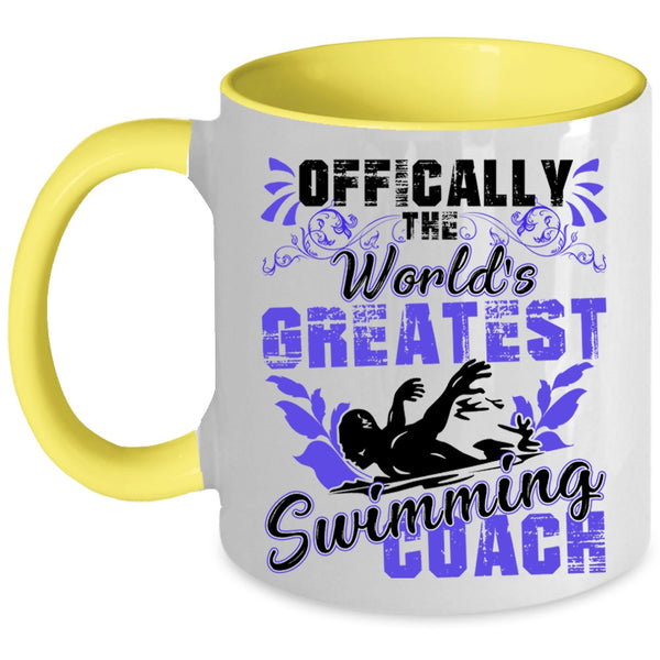Cute Swimming Coach Coffee Mug, The World's Greatest Swimming Coach Accent Mug