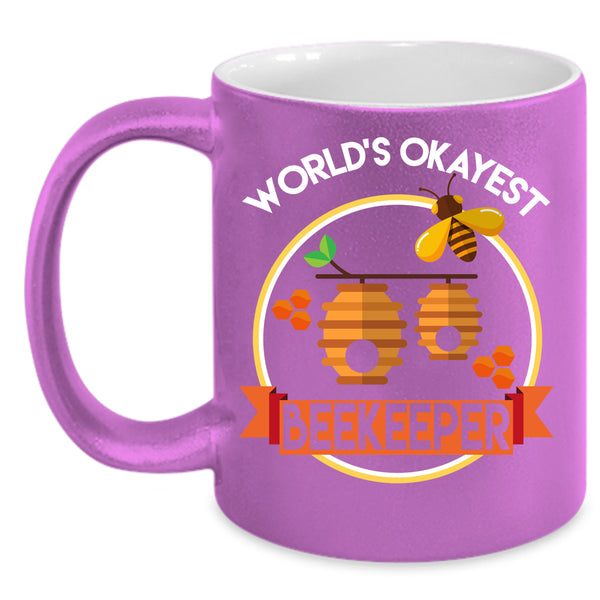 World's Okayest Beekeeper Coffee Mug, Cute Beekeeper Coffee Cup