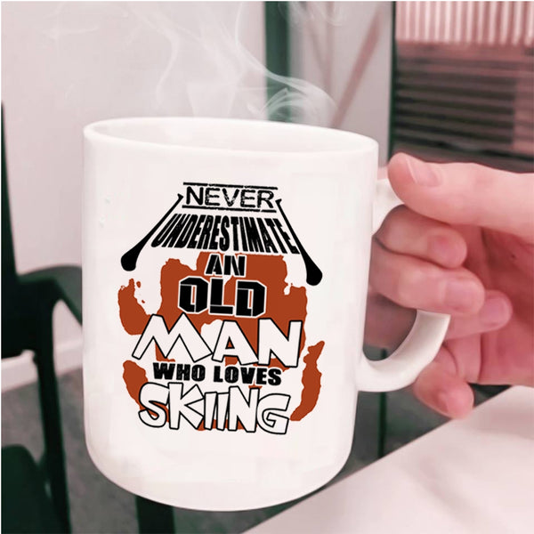 Cool Dad Coffee Mug, Never Underestimate An Old Man Loves Skiing Cup